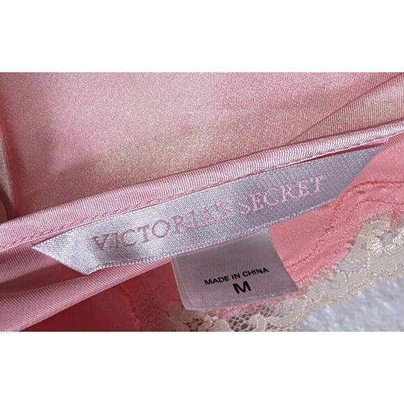 VINTAGE VICTORIAS SECRET PINK  SATIN SLIP DRESS Lace NIGHTY LINGERIE Size M 108 - Picture 3 of 6